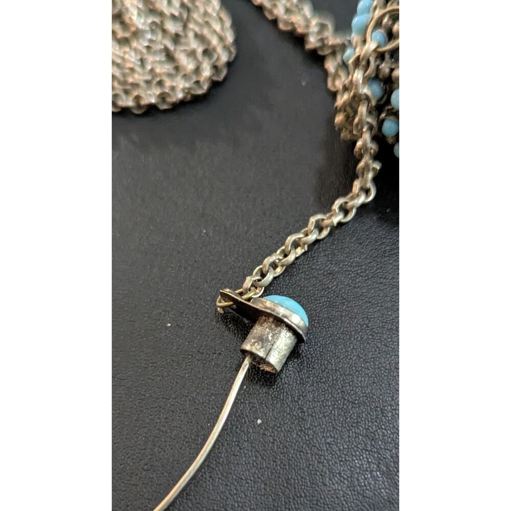 Vtg Turquoise Snuff Scent Bottle Necklace Tibetan Silver Perfume Poison Pendant - Picture 9 of 12